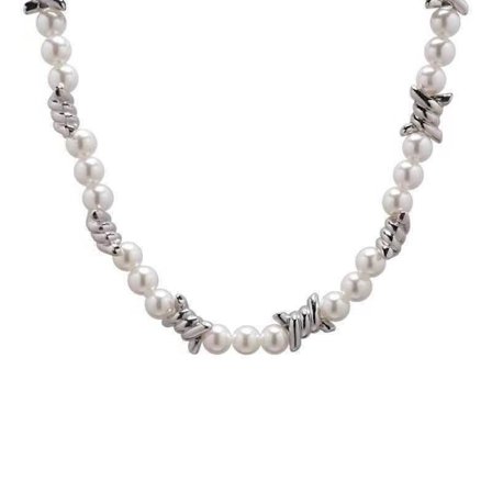 Pärlhalsband Silver Halsband Pärlhalsband Present Till Honom