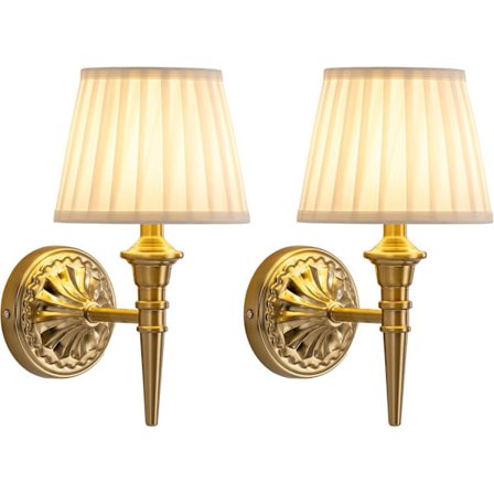 Væglampe sæt, 2 trådløse batteridrevne stof LED væglamper, bærbare stuebelysningsarmaturer