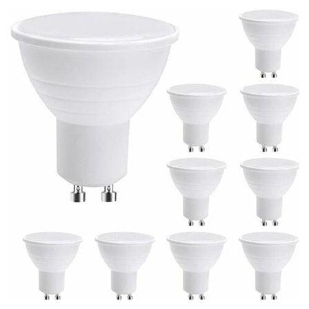 10-pakning LED GU10-lamper, GU10 LED-pærer, 7 W kaldhvit (tilsvarende 50 W halogen), energibesparende lampe, stråle 600 lm 120° ikke-dimbar.-FD-
