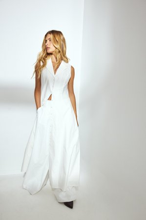 Lydia Tomlinson x NA-KD Midiklänning i bomull med knappar - Midiklänningar - Vit - EU 44