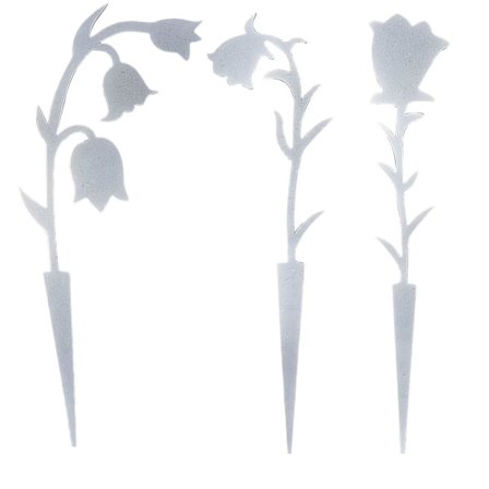 3 stk. Blomsterpinner Dekor Små Hagepinner for Vår Grav Blomsterbed Hvit(18cm,Hvit)