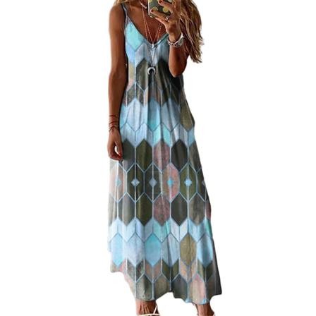 Lång Kjol För Sommarsele För Kvinnor Casual Beach Skirt Dress T-shirt