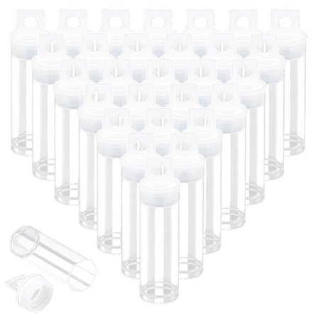 30 stk. klare rørperlebeholdere, plastopbevaringsrør med gennemsigtige låg