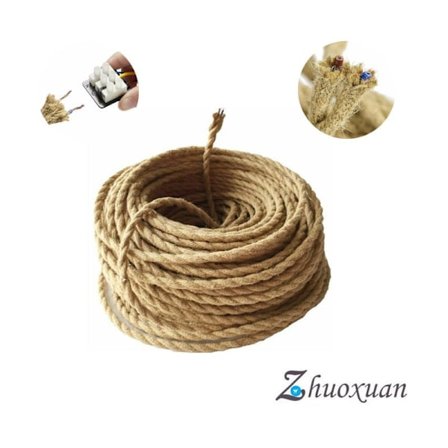 Antik Industriell Belysningssladd, 10 Meter 18 AWG 2-Ledare Tyg Utanpå Koppar Inuti Vintage Elektrisk Kabel för Kristallampor, Bordslampor,