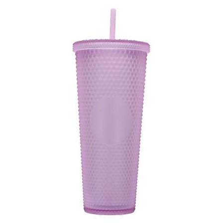 710 ml Bærbar Studded Tumbler med Låg og Sugerør Iskaffe Kopper Dobbeltvægget Glat Kop ZHJ