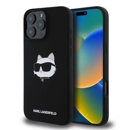 Karl Lagerfeld Liquid Silicone Choupette Head Case til iphone 16 Pro 6.3" Sort - KLHMP16LSCHPPLK Svart