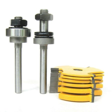 8 stk. 1/4 tommers skaftspor, monteringssett med 6 kuttere og 2 dor Router Bit Set