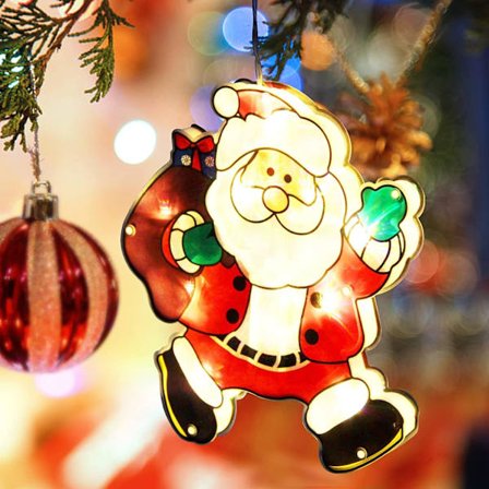 Lighted Window Ornament til Jul Bettery Operated