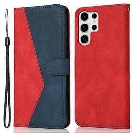 Til Samsung Galaxy S25 Ultra Cover Farvesplejsning Tegnebog Stativ Læder Telefon Cover med Håndledsrem (Style B)