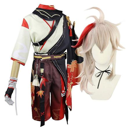Anime Genshin Impact Kaedehara Kazuha Cosplay Halloween Juhlapuvut Kostyymi A2 costume Wig