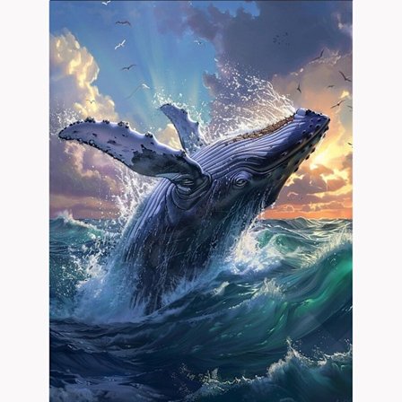 Val Diamantmålningskit: 5D Fyrkantig Borr, Majestätisk Havsdesign, Självlysande Diamanter, DIY för Havsälskare Dekor