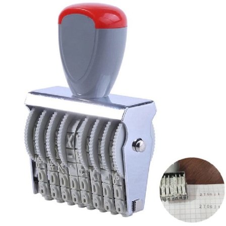 Hjul rullar 8 siffror numrering stämpel vagn datum klippbok rullande ord datum stämplar