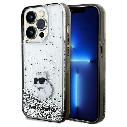 Karl Lagerfeld Liquid Glitter Choupette kotelo iPhone 14 Pro - läpinäkyvää
