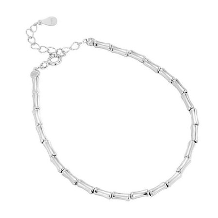 925 Sterling Silver Bambu Armband för Kvinnor Justerbart Länkarmband Smycken 18-20 cm Gåva till Honom (FMY)