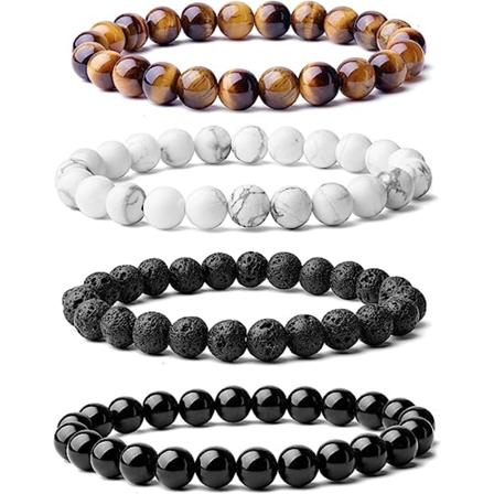 Set med 4 naturliga 8 mm underbara halvädelstens läkningsrop