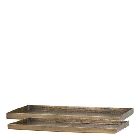 Avlånga Ljusfat / fat 2-pack Antik mässing Chic Antique