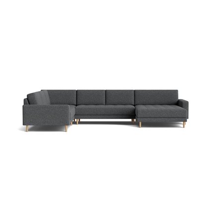 Mondo U-sofa, vendbar, Puente Grå/Blå, 377x262x83cm - Komfortabel U-sofa med vendbar chaiselong & Nozagfjedre - Grå/Blå hjørnesofa