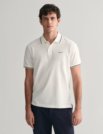 GANT Tipping Ss Pique Polo - White - XXXL