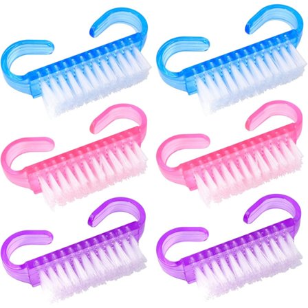 Neglebørste, 6-pakning med neglebørster med håndtak, håndrengjøringsbørste for