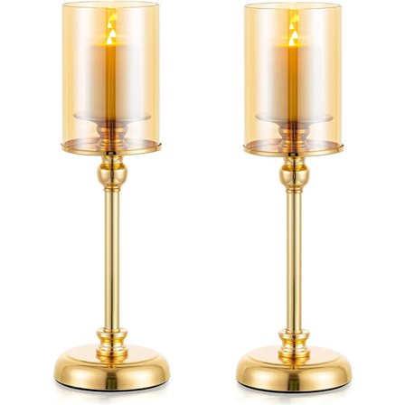 2 Guld Orkan Ljusstakar Höga Guld Ljusstakar Metall Pi
