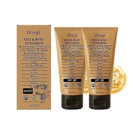 1-5x Naturlig Mineral Solcreme SPF50+ med Oksetalg til Sensitiv Hud Vandtæt Mat Finish 85g