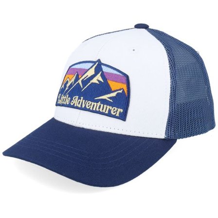 Kiddo Cap - Vit trucker Keps - Kids Little Adventurer Mountain Patch White/Navy Trucker @ Hatstore