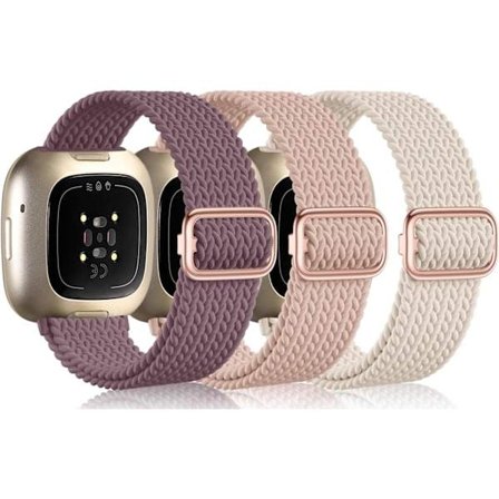 RYI-Elastiskt flätat sportarmband i nylon för Fitbit Versa - kompatibla armband (Sense/Sense 2)