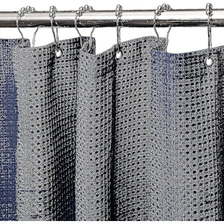 Duschdraperi, mögelsäkert tyg - 182x182cm (mörkblå) Kraftigt duschdraperi med tyngd i fållen