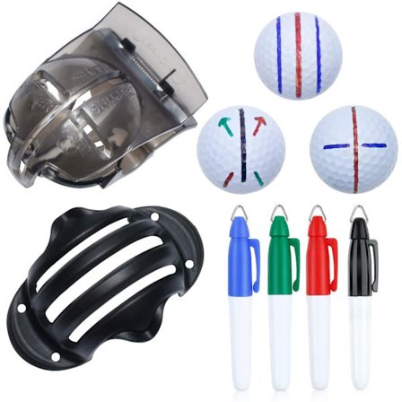 Piao 6-pakning golfball linjemarkør Golfball Liner Golfball markering verktøysett - 2 golfball markeringssjablonger og 4 fargemarkører