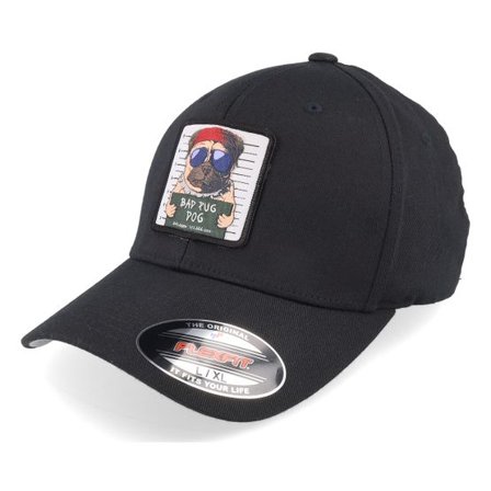Iconic - Svart flexfit Keps - Bad Pug Dog Black Flexfit @ Hatstore