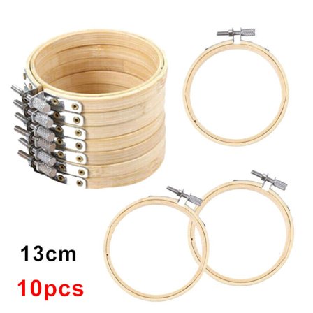 10 stk DIY Korssting Broderi Sirkel Justerbar Bambus Hoop Ring Støtte 13cm