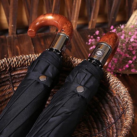 Klassisk Engelsk Stil Paraply Mænd Automatisk 10 ribber Stærk Vindafvisende 3 Foldbar Paraply Regn Business Mand Kvalitets Parasol