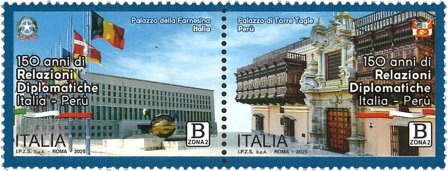 Italien - Diplomatiske relationer med Peru 150 år - Postfrisk sæt 2v