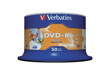 VERBATIM DVD-R 4.7GB Printable 50/fp - Lyreco - Datorprodukter - Lagring - DVD-skivor