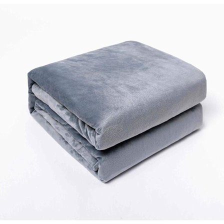 Vektet teppe 7,7 kg - 152x203 cm Myk Minky med glassperler | Lys grå | For voksne menn og kvinner eller ungdom