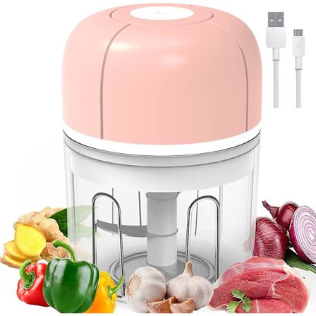 Trådløs Bærbar Vanntett Mini Elektrisk Hvitløkshakker med USB-lader for Løk Kjøtt Krydder Babymat Kvern (250ml)