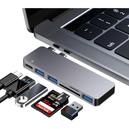 USB C Hub Adapter til MacBook Pro/Air 2020 2019 2018, 6 i 1 U