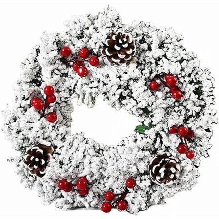 Julebær Konglekrans Landlig Jul Inngangsdør Dekorasjon 30cm Kunstig Furu Krans Hjem Vinter Ferie Festdekorasjon_4