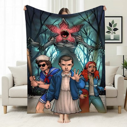 Stranger Things 5 Fleecefodrad Varm Filt, Stranger Things-tema Filt för Tupplurar, Flanellfilt, Specialtillverkad