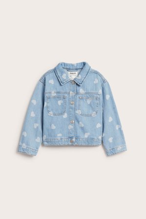 Kappahl | Hjertemønstret jeansjakke Lys denim 128 | Lys denim