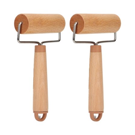 2 st Små Kavel 360 Graders Rotation Ergonomiskt Handtag Lätt att Rengöra Träkavel för Pizza Tårta Bröd