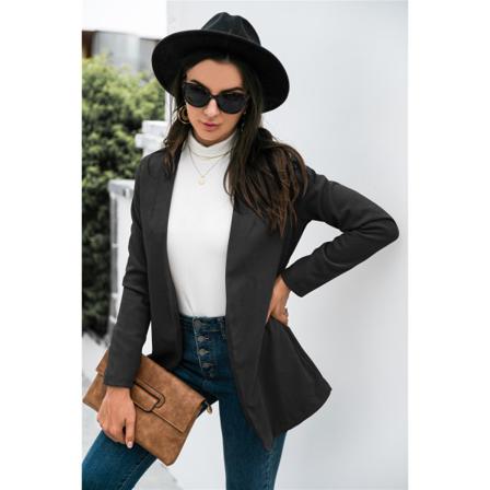 Dam Retro Blazer Coat Vintage Långärmade Jackor Flap Ytterw
