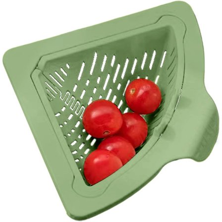 ING Magnetisk Trekantet Vaskehjørneholder Afløbsfilterkurv med Pop-Up Drejefunktion Multifunktionel Køkkenaffaldsbeholder Grønt Design