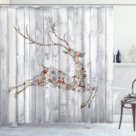 Rådyr dusjforheng, fargerike dyresilhuetter, forskjellige julemotiver