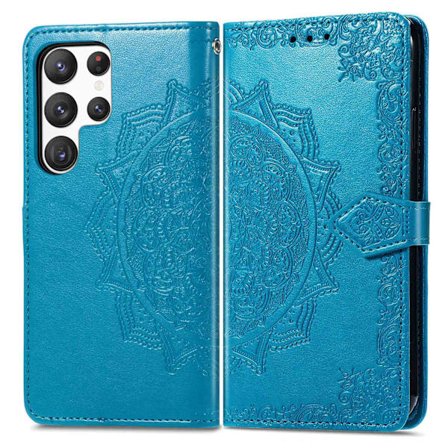 Etui til Samsung A50/A30S/A50S blå koreansk flip-top multifunksjonelt lær