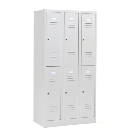 Compartment locker CAMPUS, 3 modules, 6 doors, 1800x900x500 mm, light grey