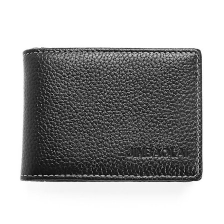 Litchi Texture Top Layer Cowhide Leather Bi-fold Business Card Credit Card Holder
