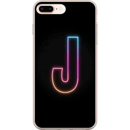Kompatibel Mobilcover til Apple Apple iPhone 8 Plus Minimalistisk neonbogstav J i farveskiftende lys mod sort baggrund