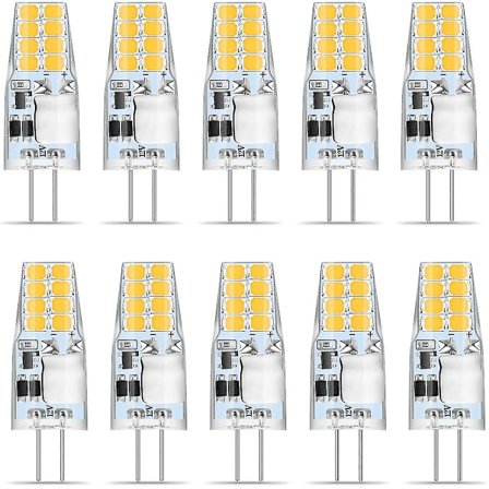 G4 LED Varm Hvid, 10 G4 LED-lampe 12v, 3w Varm Hvid 3000k 16x 2835 Smd Erstatter 35w Halogenlampe, Flimmerfri, G4 Pære 350 Lumen, 360 Strålevinkel,
