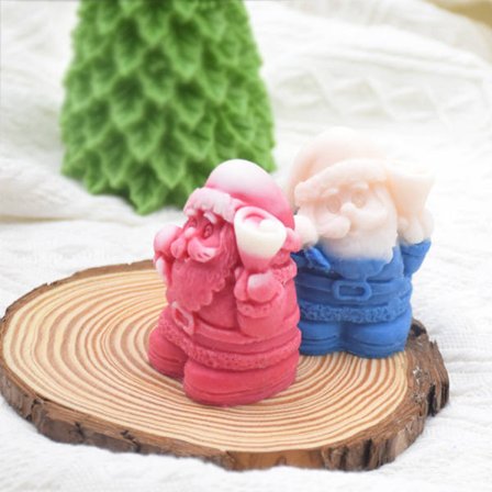 Bake Sukker Sjokoladekake Lysestøping Lysformer, Liten Julenisse Silikonform for Kreative Juleborddekorasjoner - 02 gul